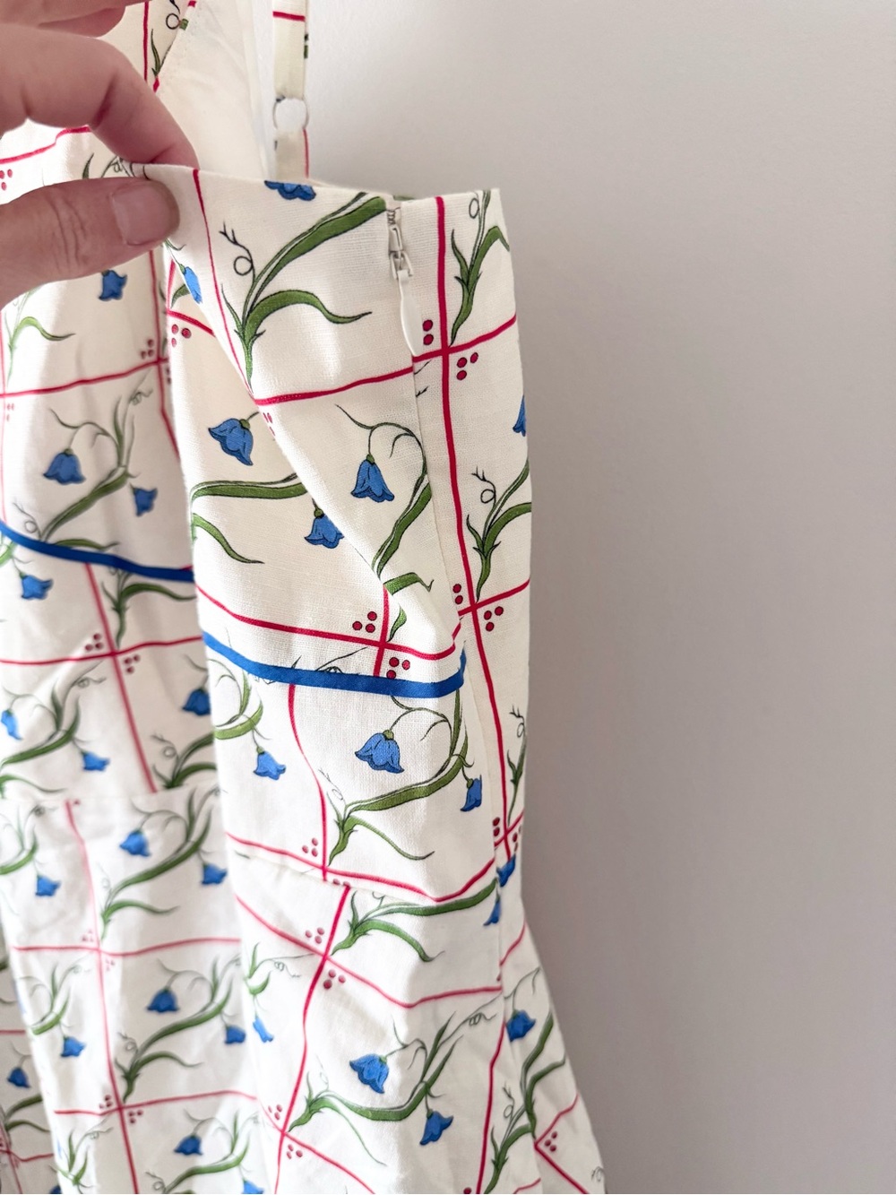 NWT Rachel Antonoff Harper Cream Midi Dress with Blue Floral Grid Size 2X - Picture 5 of 10